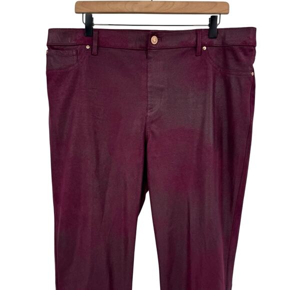 Chico’s Sz 2.5 Wine Purple Faux Knit Suede Shimmer Slim Straight Leg Pants - Picture 5 of 10